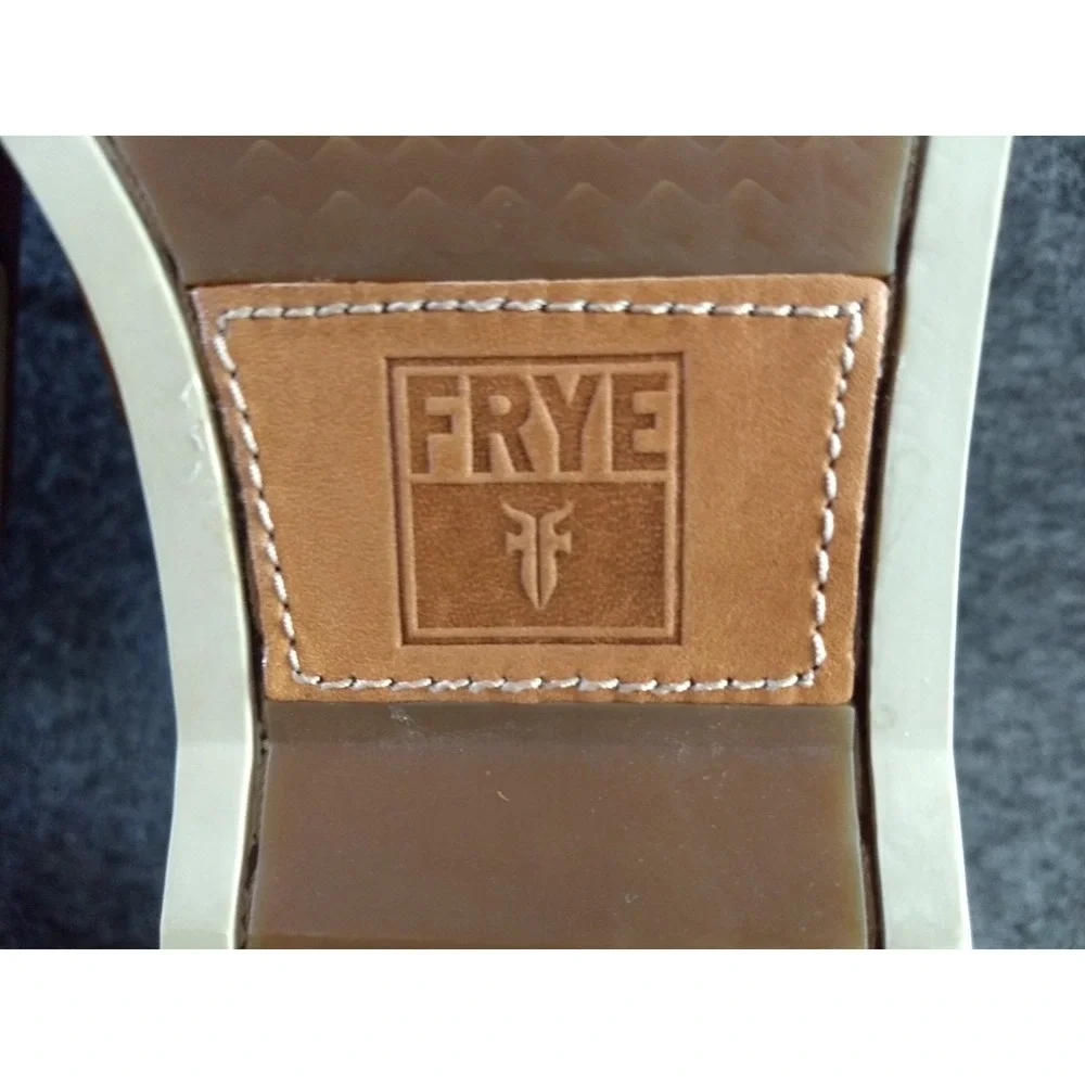 FRYE Leather Sully‎ Boat Shoes Mens 8 Caramel Brown Slip On Lace Up Loafers